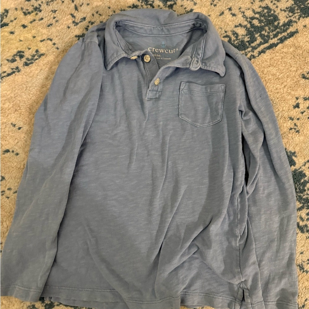 J crew boys size 6/7 blue long sleeve polo